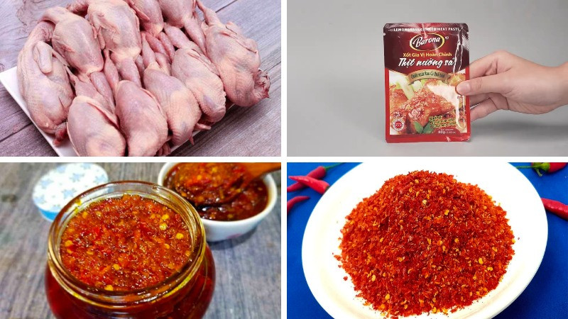 alt: Nguyên liệu chuẩn bị cho món chim cút nướng muối ớt