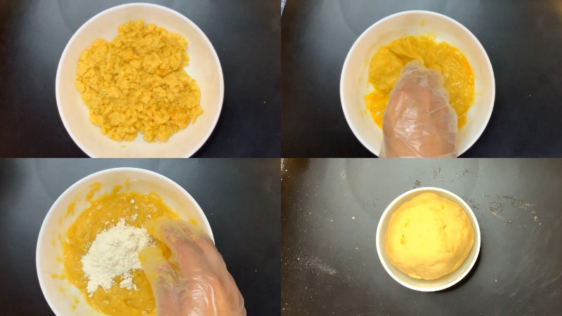 alt text: Khoai lang hấp chín được nghiền nhuyễn mịn.