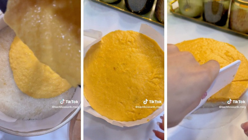alt text: Mousse xôi xoài trong khuôn