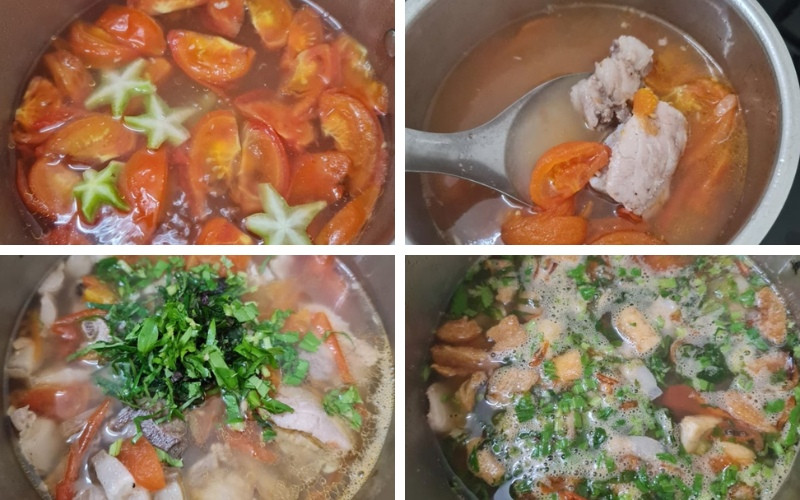 alt text: Nồi nước dùng bún ốc sườn thơm ngon, hấp dẫn