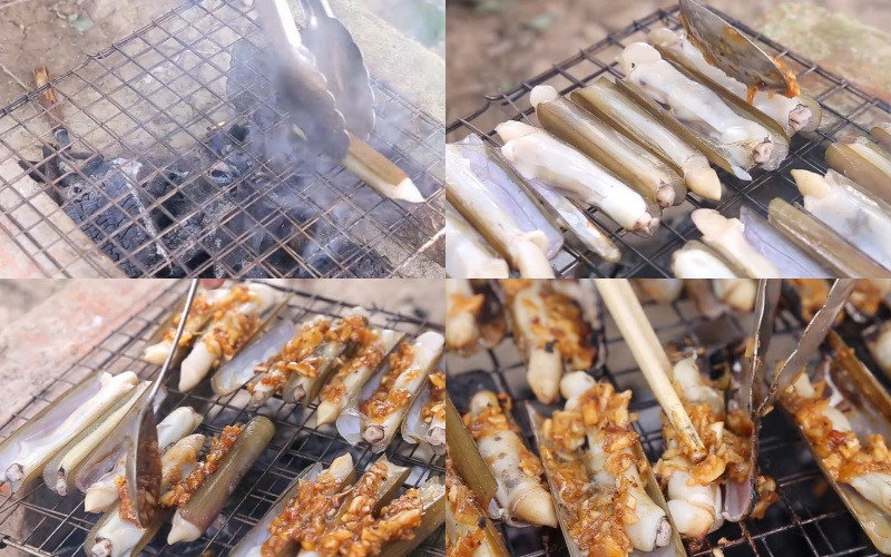 alt text: Nướng ốc móng tay sa tế