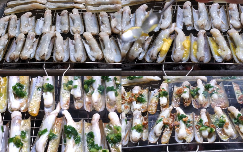 alt text: Nướng ốc móng tay trên bếp than
