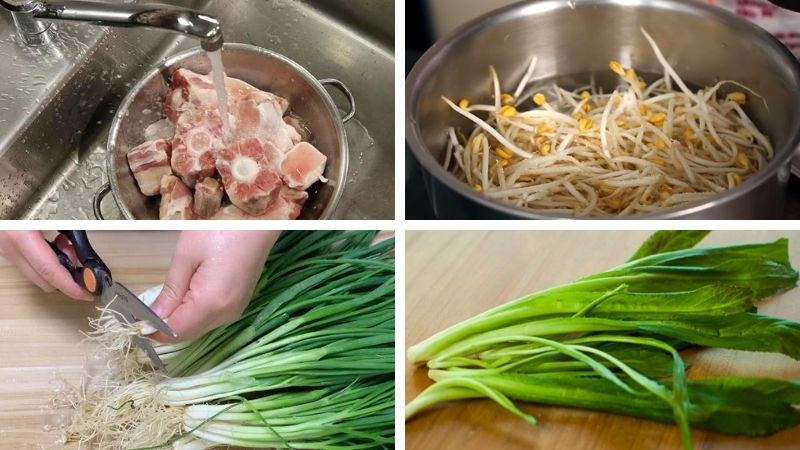 alt text: Sơ chế nguyên liệu cho món hủ tiếu bò viên