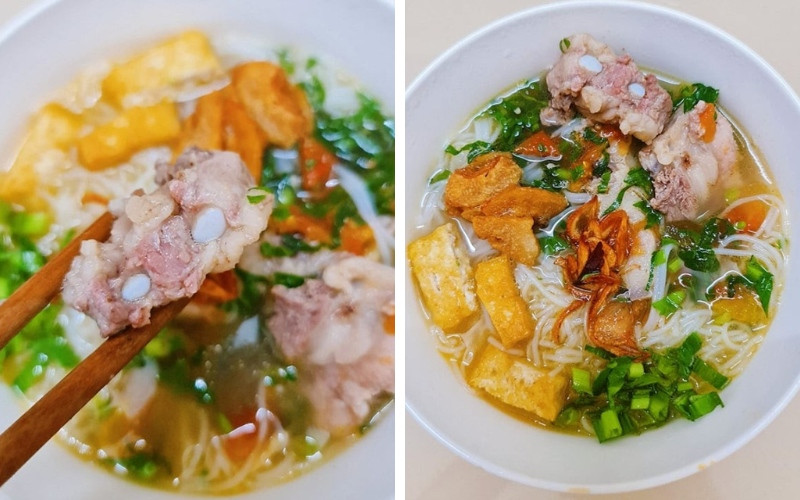 alt text: Tô bún ốc sườn đầy ắp topping hấp dẫn