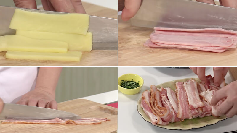 Cắt nhỏ lá thyme và các nguyên liệu khác