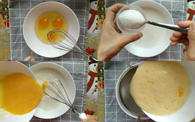 Làm hỗn hợp sữa và trứng