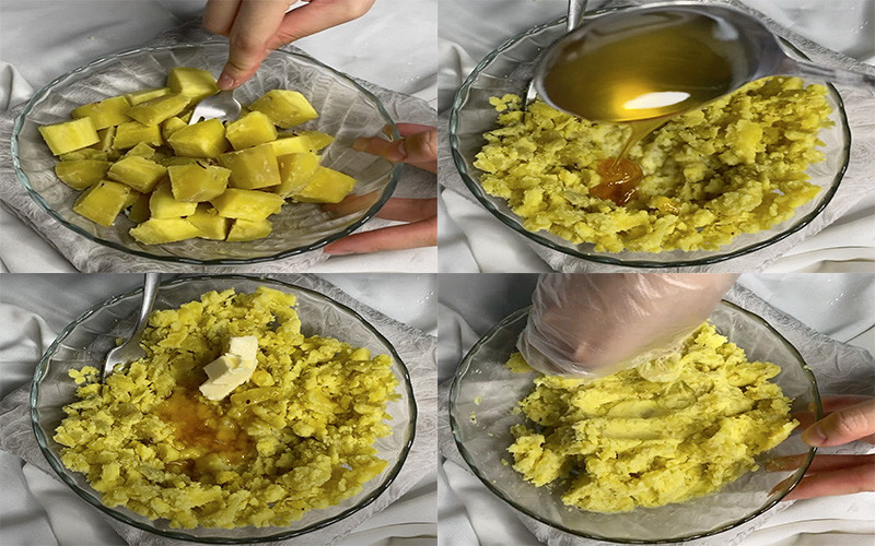 Làm nhân khoai lang cho bánh