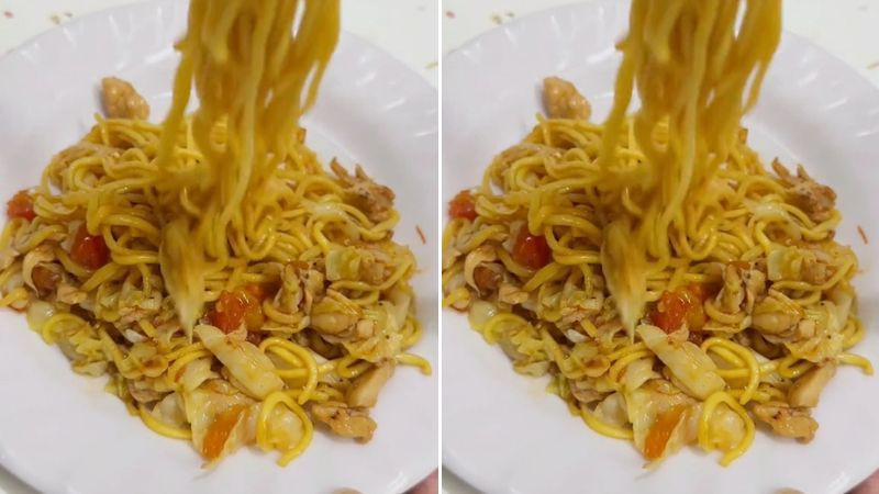 Mì xào ức gà rau củ thơm ngon