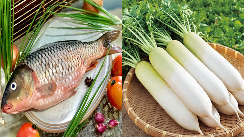 Nguyên liệu làm món cá chép kho củ cải