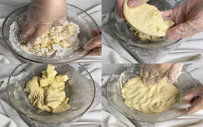 Nhào bột làm bánh khoai lang Hàn Quốc