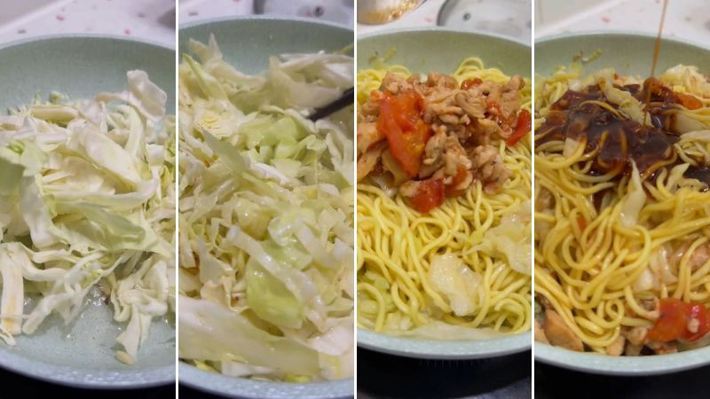 Xào mì với các nguyên liệu