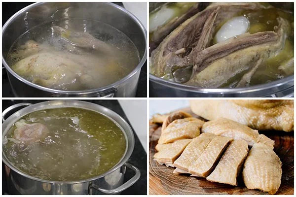 Lấy nước luộc vịt để làm nước dùng bún măng