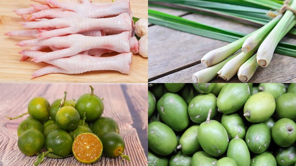 Nguyên liệu chân gà sả tắc cóc non