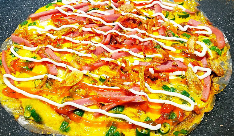 Nướng bánh tráng trên chảo