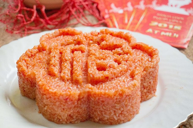 Thành phẩm xôi gấc hấp dẫn
