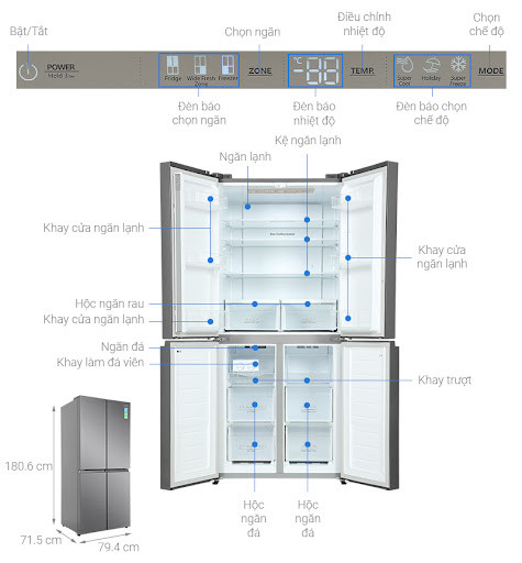 Tủ lạnh 4 cánh Casper Inverter
