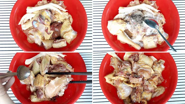 Ướp thịt gà để thấm đều gia vị