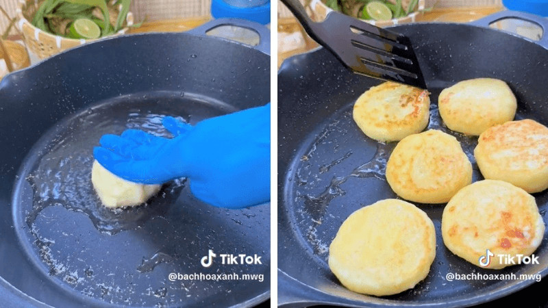 Cách làm bánh khoai tây nhân phô mai kéo sợi bé nhà thích mê